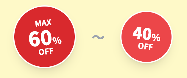 MAX 60%OFF〜40%OFF